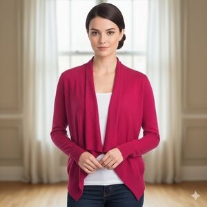 GAP Women's Feminine Raspberry Wool-Blend Open-Front Drape Cardigan Size Small